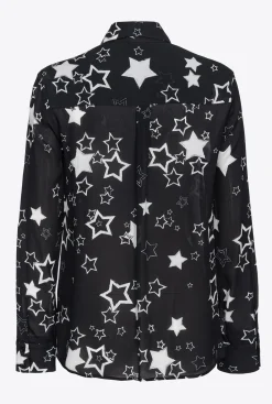 Chemises Et Blouses|PINKO Chemise A Imprime Etoile Noir/Gris/Blanc