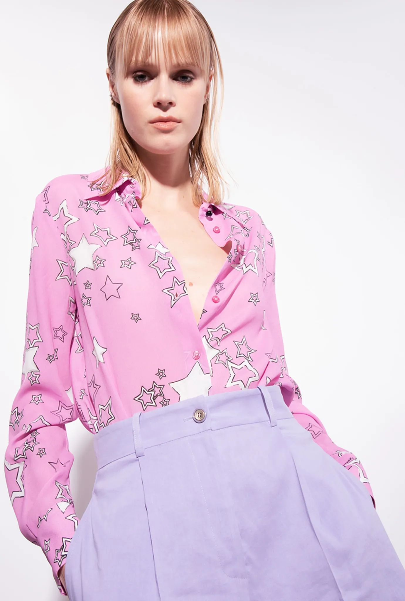 Chemises Et Blouses|PINKO Chemise A Imprime Etoile Bordeaux/Rose/Rouge
