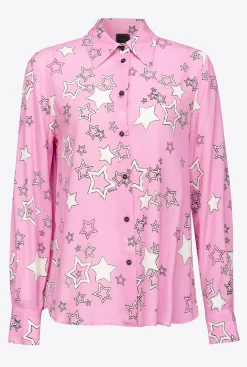 Chemises Et Blouses|PINKO Chemise A Imprime Etoile Bordeaux/Rose/Rouge
