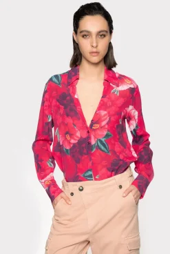 Tailleurs Et Ensembles|PINKO Chemise A Imprime Hibiscus Multi.Fuchsia/Rose