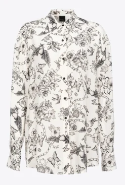 Chemises Et Blouses|PINKO Chemise A Imprime Tatouage Beurre/Noir