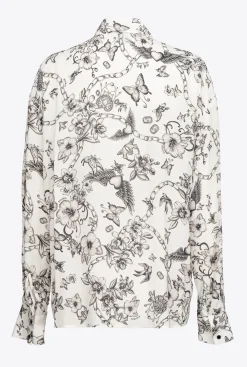 Chemises Et Blouses|PINKO Chemise A Imprime Tatouage Beurre/Noir