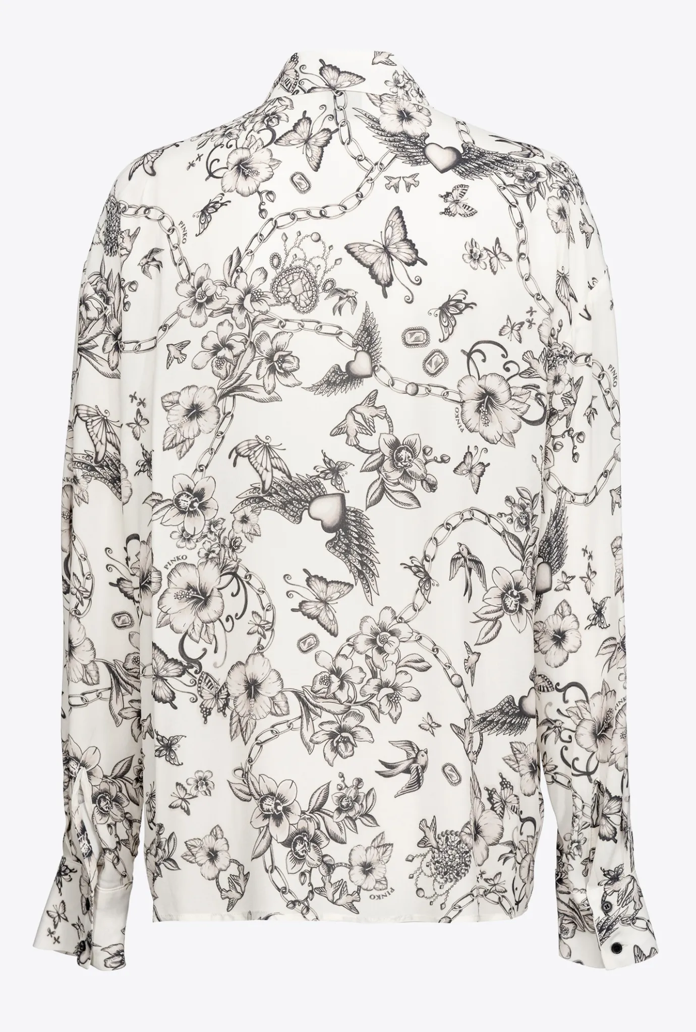 Chemises Et Blouses|PINKO Chemise A Imprime Tatouage Beurre/Noir