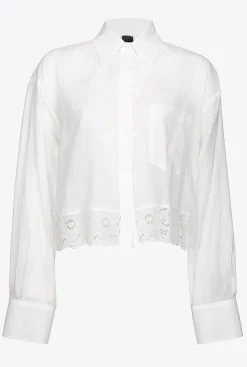 Chemises Et Blouses|PINKO Chemise Courte En Mousseline Blanc Immacule
