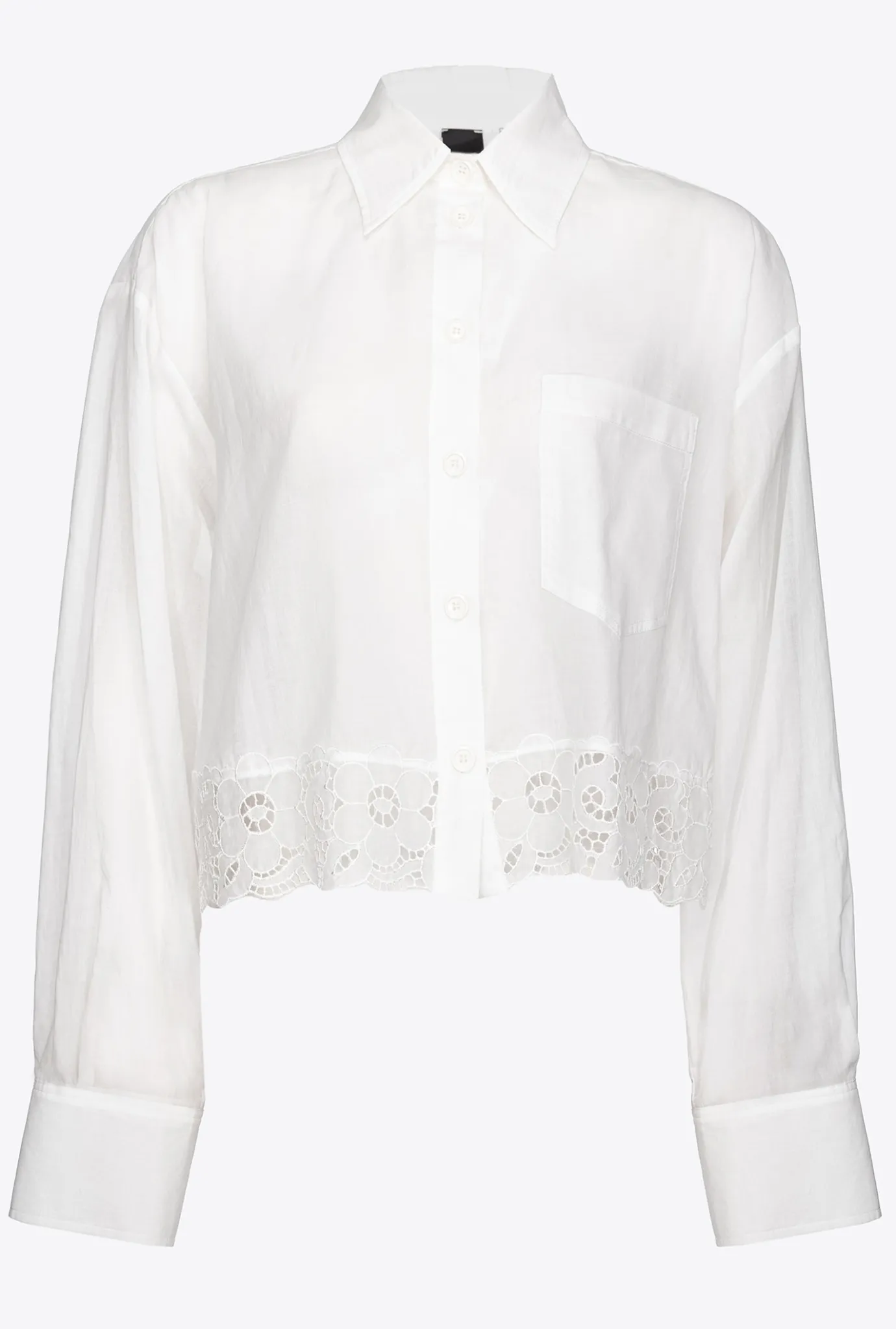 Chemises Et Blouses|PINKO Chemise Courte En Mousseline Blanc Immacule