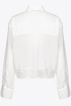 Chemises Et Blouses|PINKO Chemise Courte En Mousseline Blanc Immacule