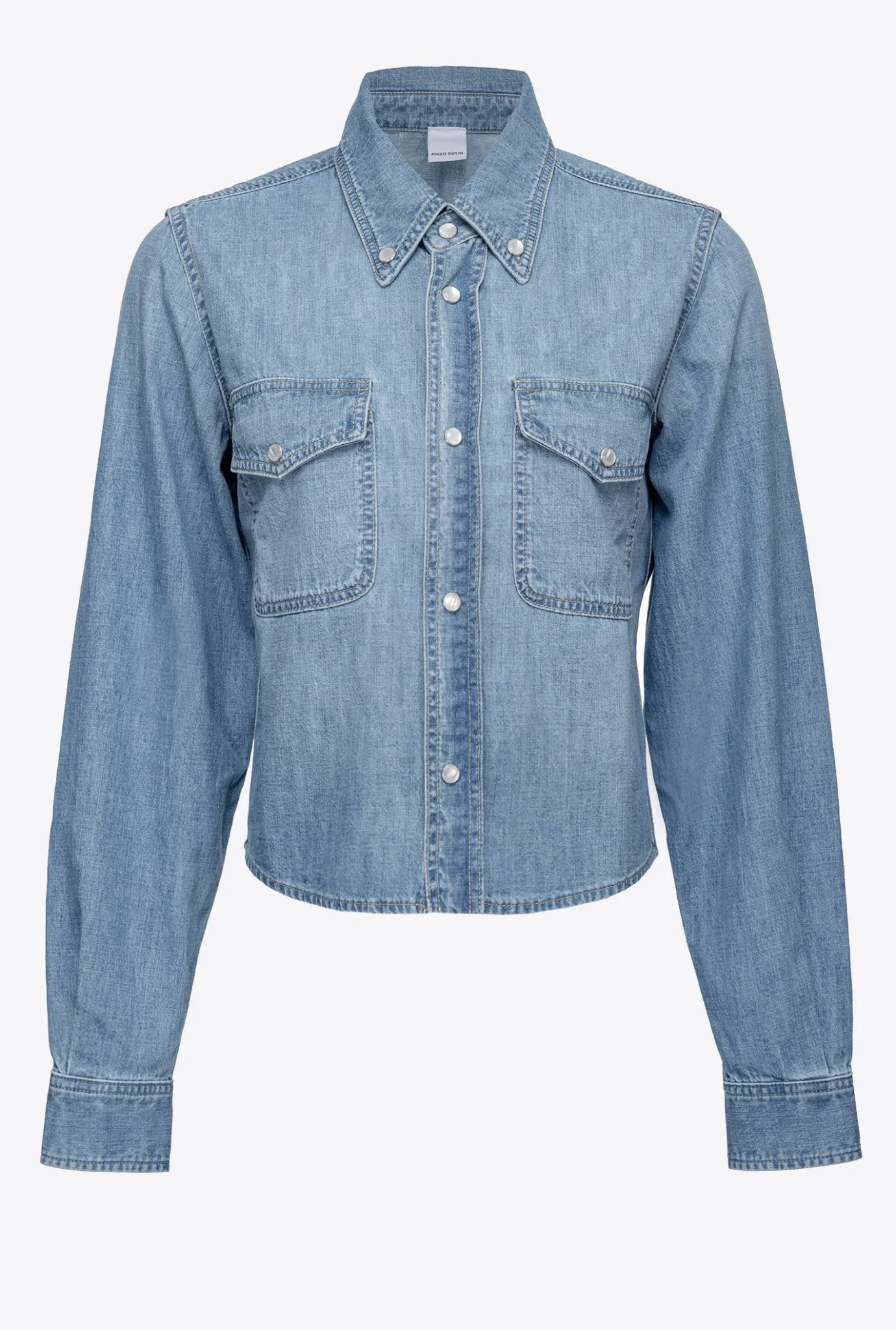 Chemises Et Blouses|PINKO Chemise En Denim Avec Broderie Western Delavage Clair