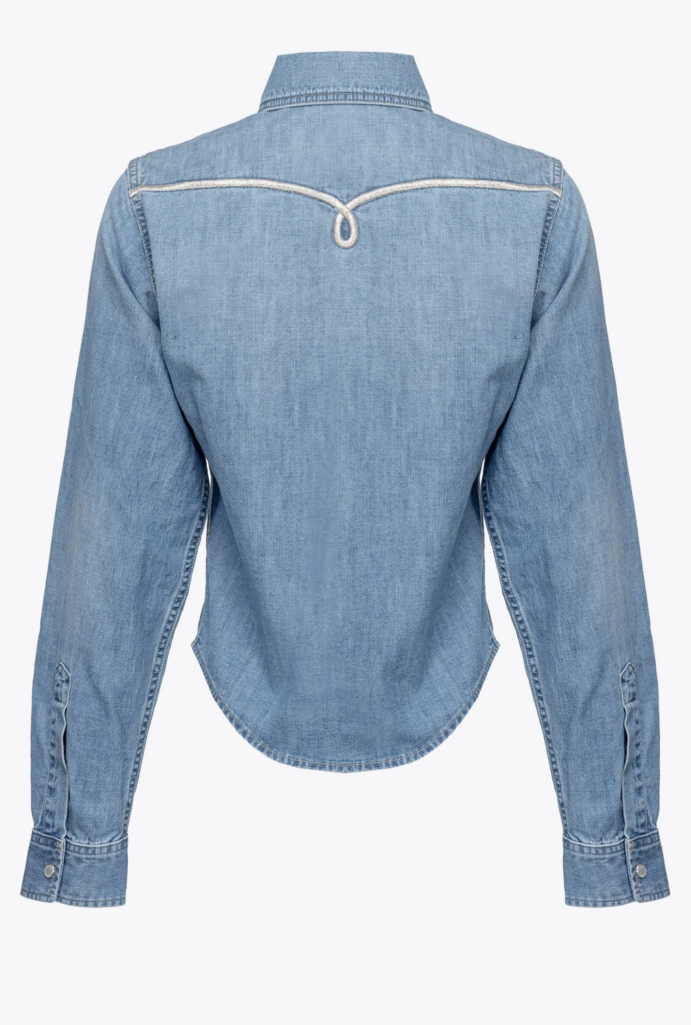 Chemises Et Blouses|PINKO Chemise En Denim Avec Broderie Western Delavage Clair