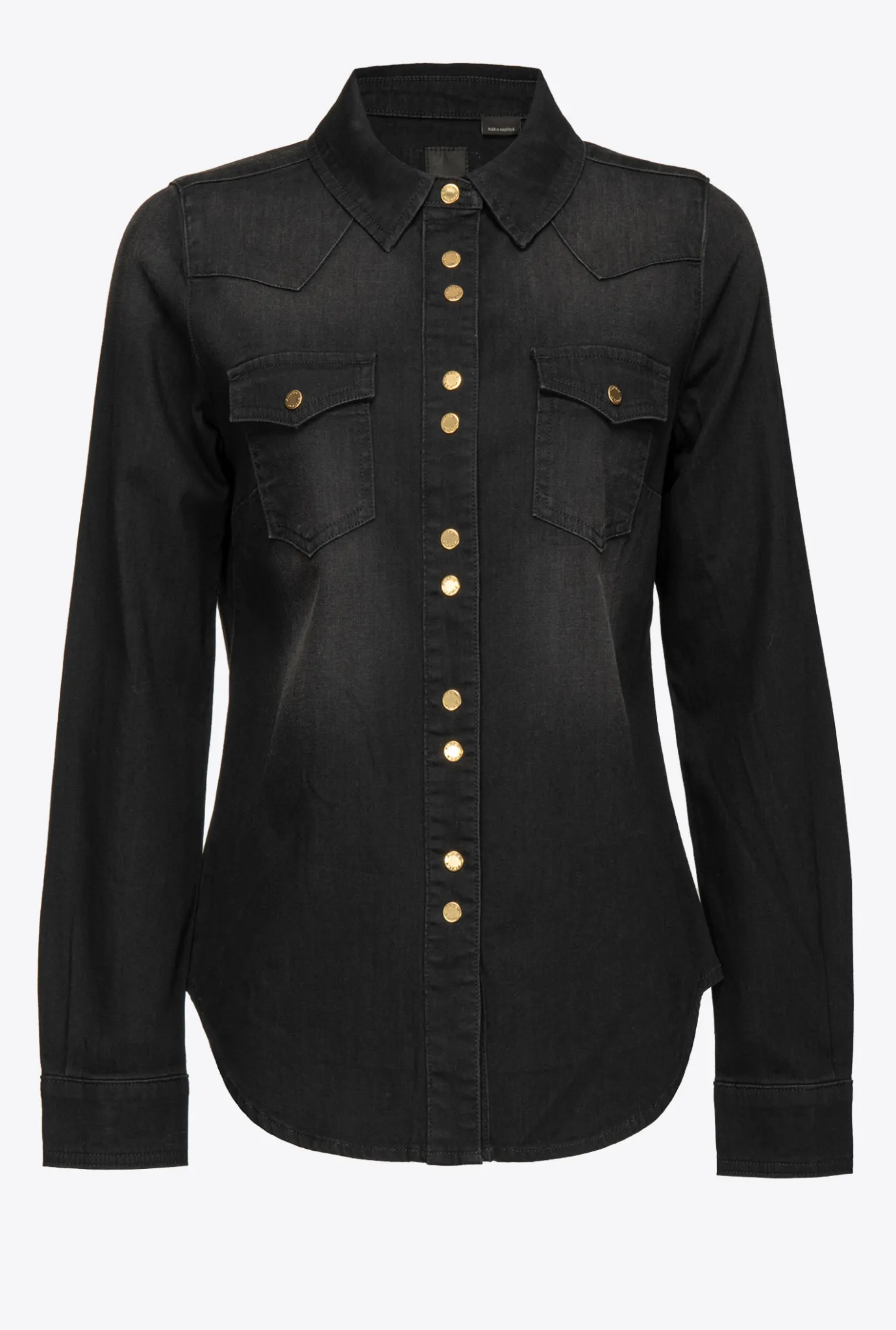 Chemises Et Blouses|PINKO Chemise En Denim Noir Delave Noir Limousine