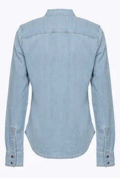 Chemises Et Blouses|PINKO Chemise En Denim Serge Leger Ombre Bleue