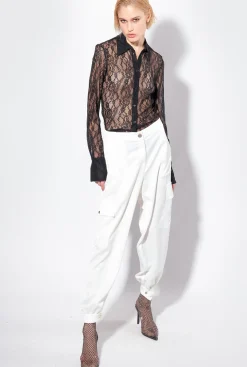 Chemises Et Blouses|PINKO Chemise En Dentelle Florale Noir Limousine