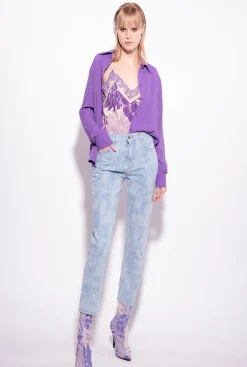 Chemises Et Blouses|PINKO Chemise En Jacquard A Logo Lilas Lavande
