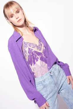 Chemises Et Blouses|PINKO Chemise En Jacquard A Logo Lilas Lavande