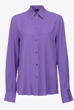 Chemises Et Blouses|PINKO Chemise En Jacquard A Logo Lilas Lavande