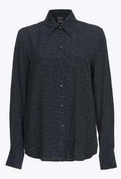 Chemises Et Blouses|PINKO Chemise En Jacquard A Logo Noir Limousine
