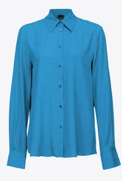 Chemises Et Blouses|PINKO Chemise En Jacquard A Logo Bleu Directoire