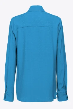 Chemises Et Blouses|PINKO Chemise En Jacquard A Logo Bleu Directoire