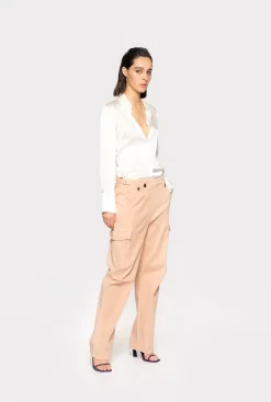 Tailleurs Et Ensembles|PINKO Chemise En Satin De Soie Blanc-Blanche-Neige