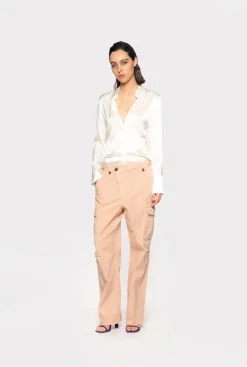 Tailleurs Et Ensembles|PINKO Chemise En Satin De Soie Blanc-Blanche-Neige