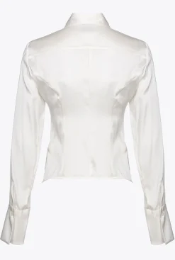 Tailleurs Et Ensembles|PINKO Chemise En Satin De Soie Blanc-Blanche-Neige
