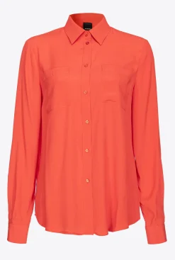 Chemises Et Blouses|PINKO Chemise En Soie Melangee A Poches Poitrine Orange Surimi