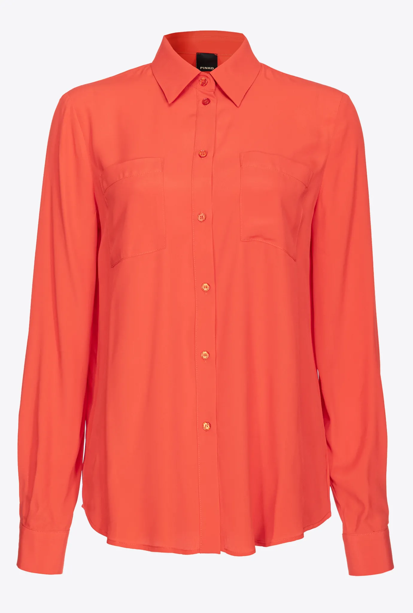 Chemises Et Blouses|PINKO Chemise En Soie Melangee A Poches Poitrine Orange Surimi