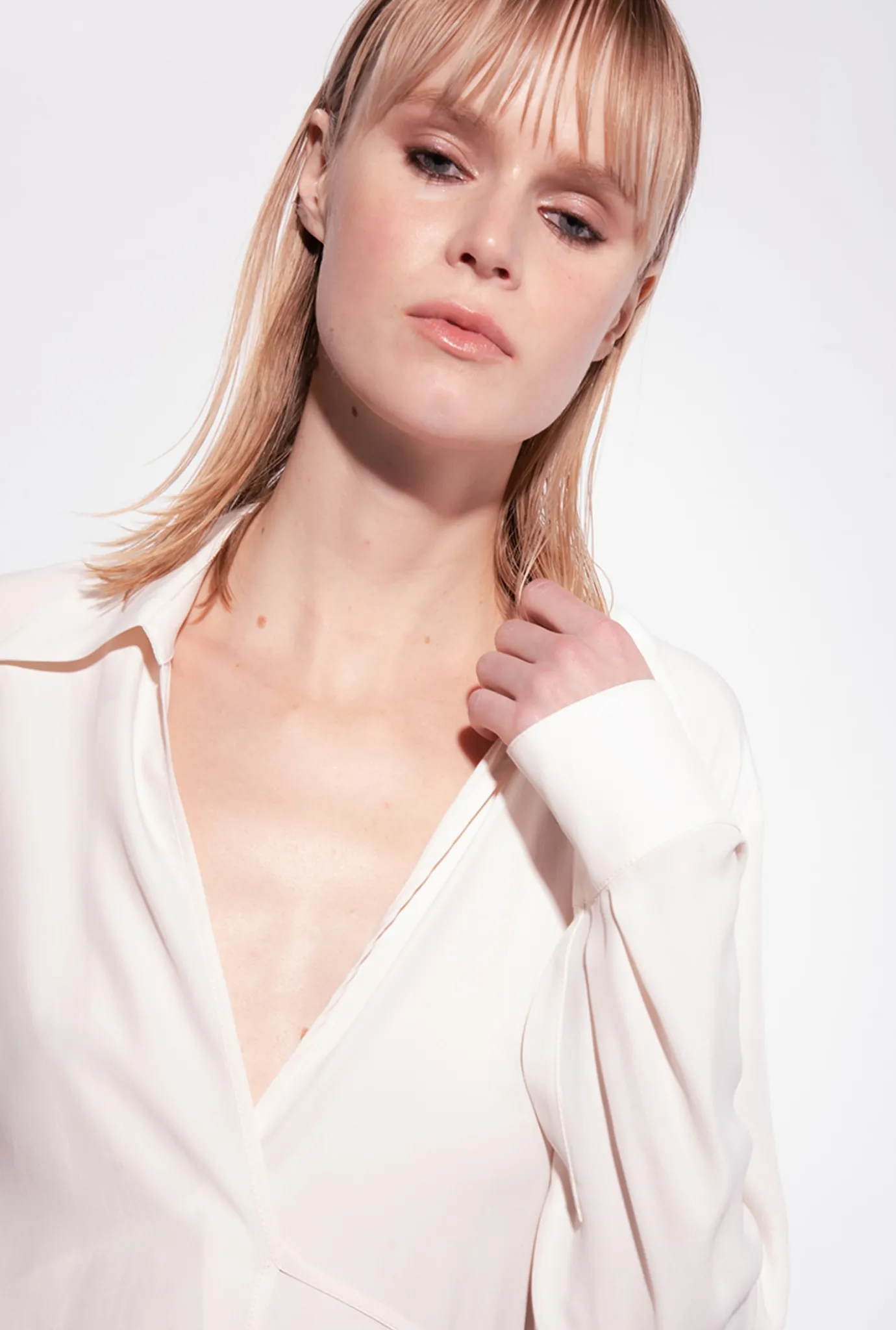 Chemises Et Blouses|PINKO Chemise En Soie Melangee Avec Lien Rose Fume Blanc