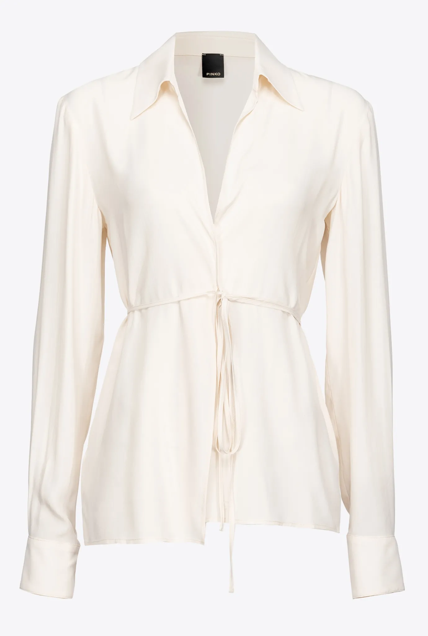 Chemises Et Blouses|PINKO Chemise En Soie Melangee Avec Lien Rose Fume Blanc