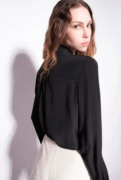 Chemises Et Blouses|PINKO Chemise En Soie Melangee A Poches Poitrine Noir Limousine