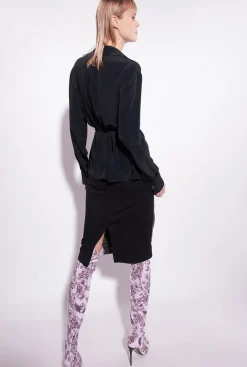 Chemises Et Blouses|PINKO Chemise En Soie Melangee Avec Lien Noir Limousine