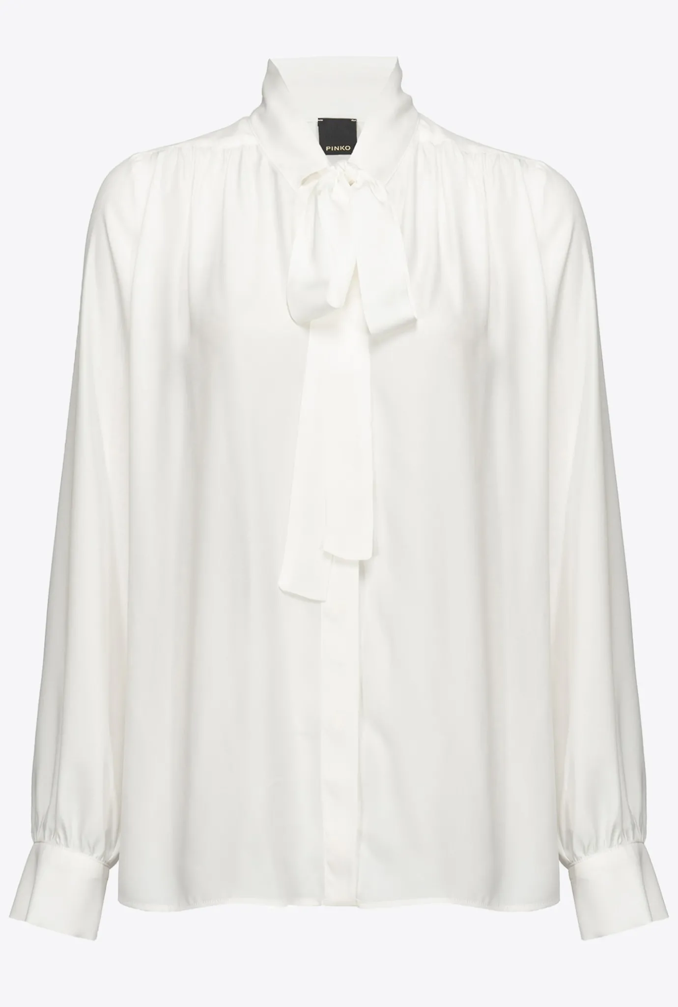 Chemises Et Blouses|PINKO Chemise En Soie Melangee A Col Lavalliere Blanc-Blanche-Neige