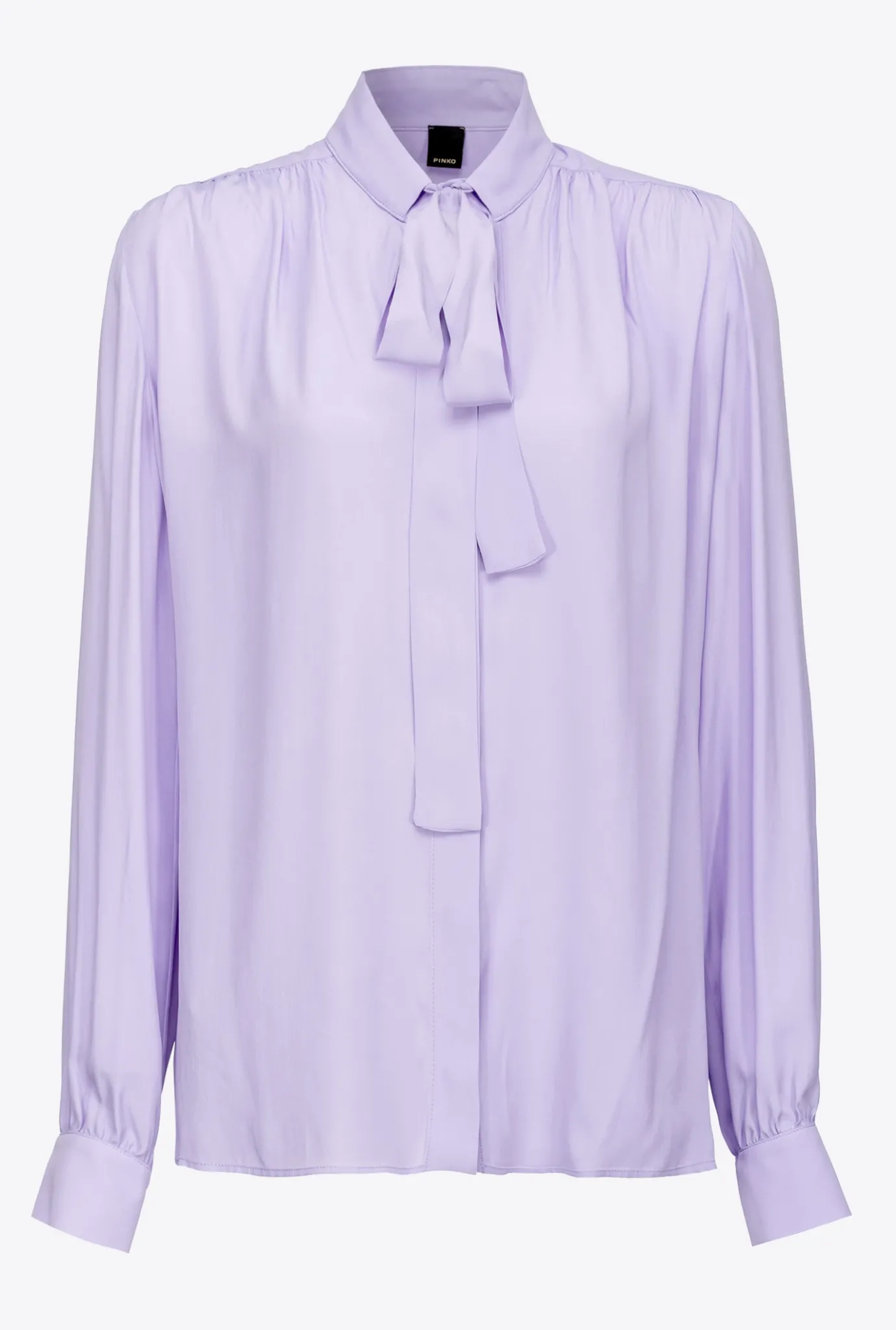 Tailleurs Et Ensembles|PINKO Chemise En Soie Melangee A Col Lavalliere Violet Tulipe
