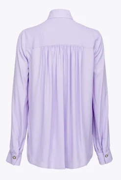 Tailleurs Et Ensembles|PINKO Chemise En Soie Melangee A Col Lavalliere Violet Tulipe