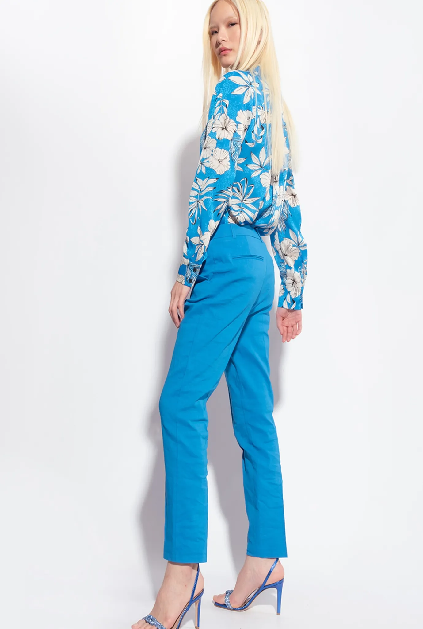 Chemises Et Blouses|PINKO Chemise Fleur Graphique Turquoise/Beurre/Noir