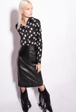 Chemises Et Blouses|PINKO Chemise Fleur Graphique Noir/Ecru