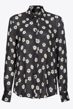 Chemises Et Blouses|PINKO Chemise Fleur Graphique Noir/Ecru