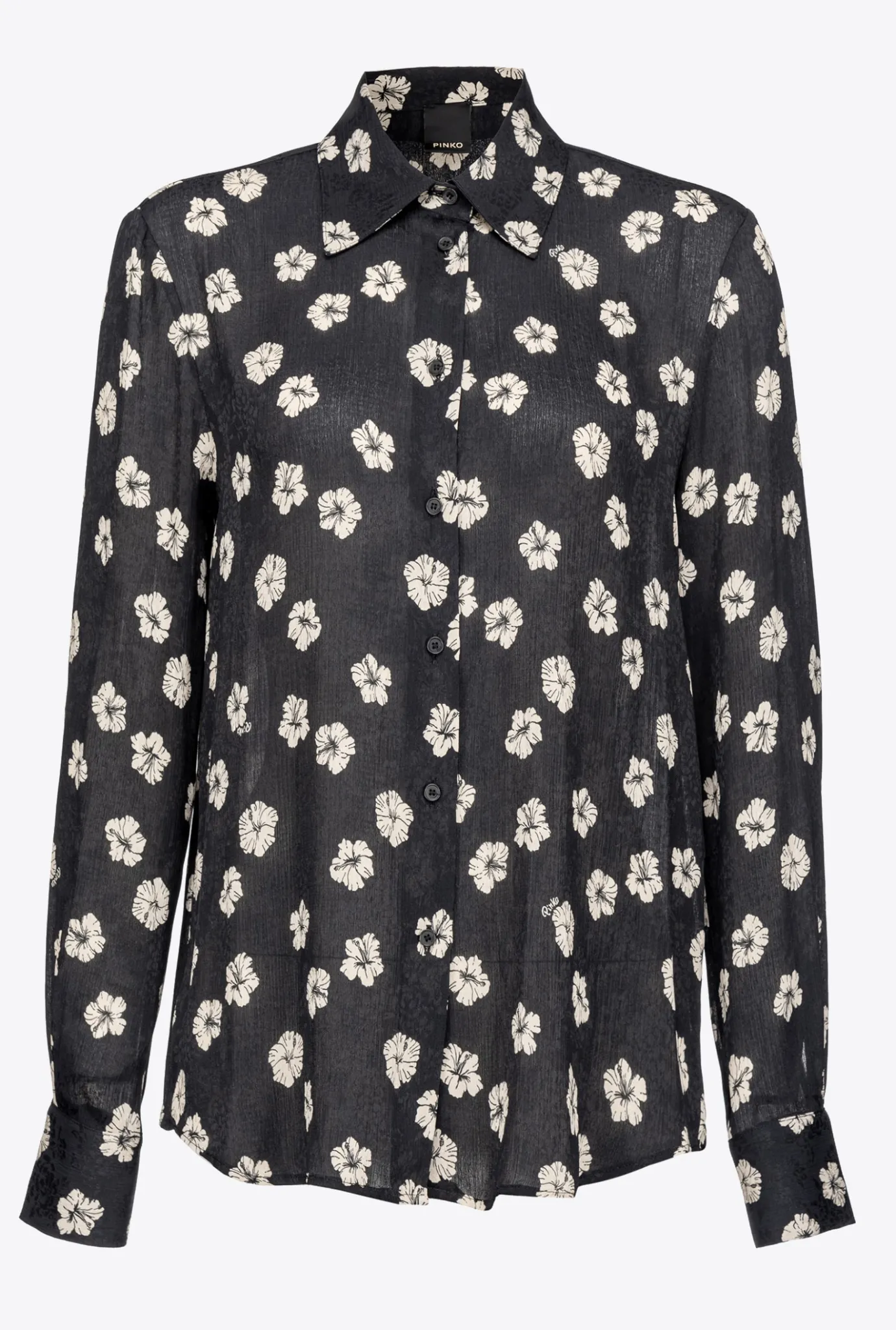Chemises Et Blouses|PINKO Chemise Fleur Graphique Noir/Ecru
