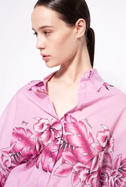 Chemises Et Blouses|PINKO Chemise Longue A Imprime Tropical Pluie Du Soir