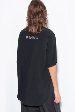 Maillots De Bain|PINKO Chemise Longue A Logo En Strass Noir Limousine