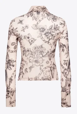 Chemises Et Blouses|PINKO Chemise Slim A Imprime Tatouage Chair/Noir