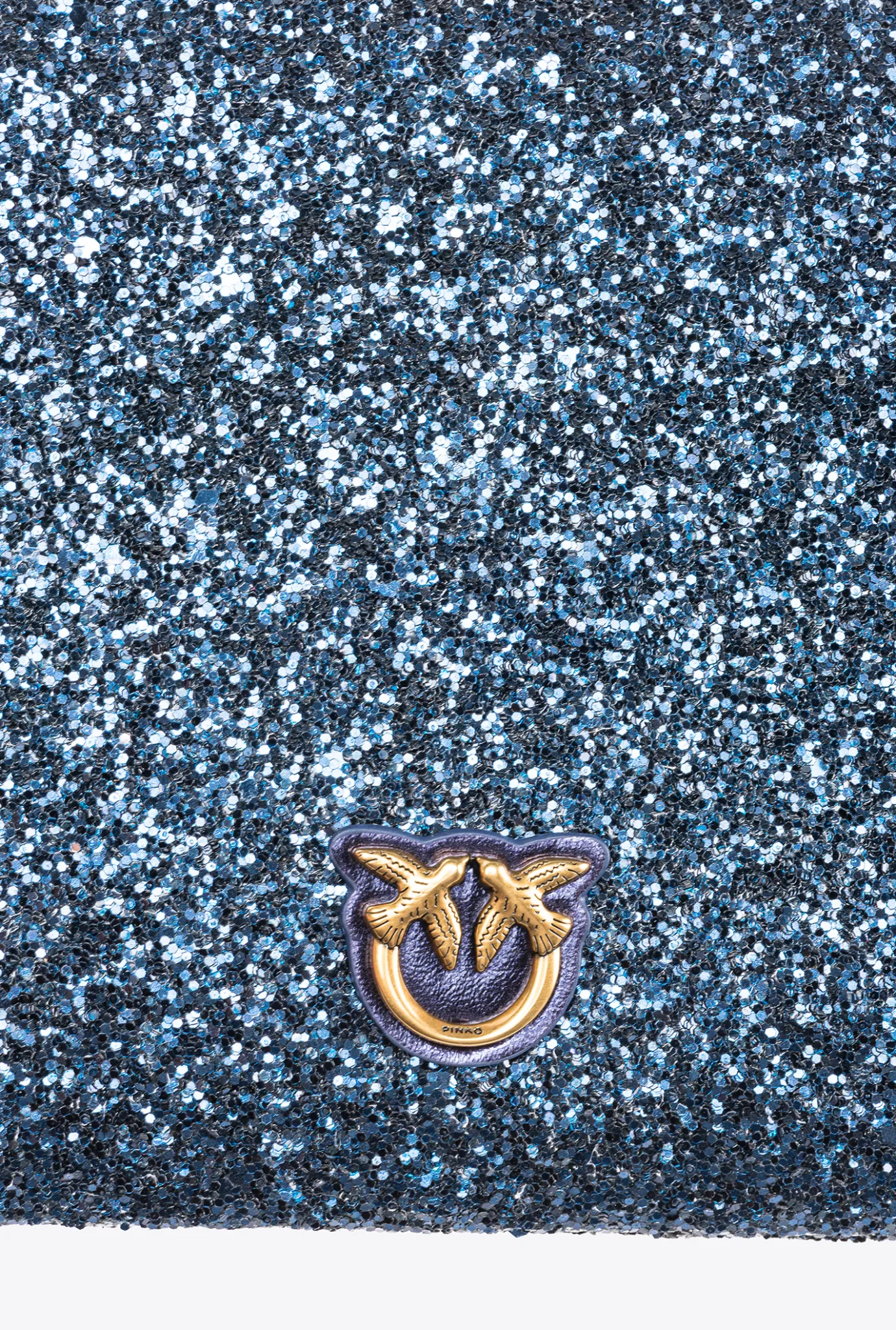 Sacs De Soirée|PINKO Classic Flat Love Bag A Paillettes Bleu Clematite-Or Antique