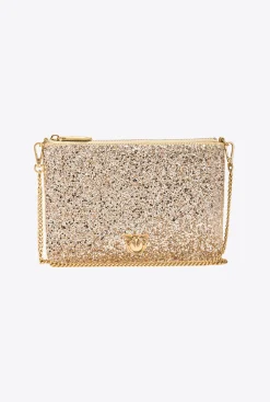 Sacs De Soirée|PINKO Classic Flat Love Bag A Paillettes Or-Or Antique