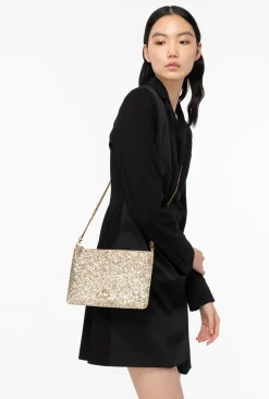 Sacs De Soirée|PINKO Classic Flat Love Bag A Paillettes Or-Or Antique