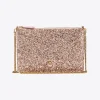 Sacs De Soirée|PINKO Classic Flat Love Bag A Paillettes Rose/Rose Poudre-Or Antique
