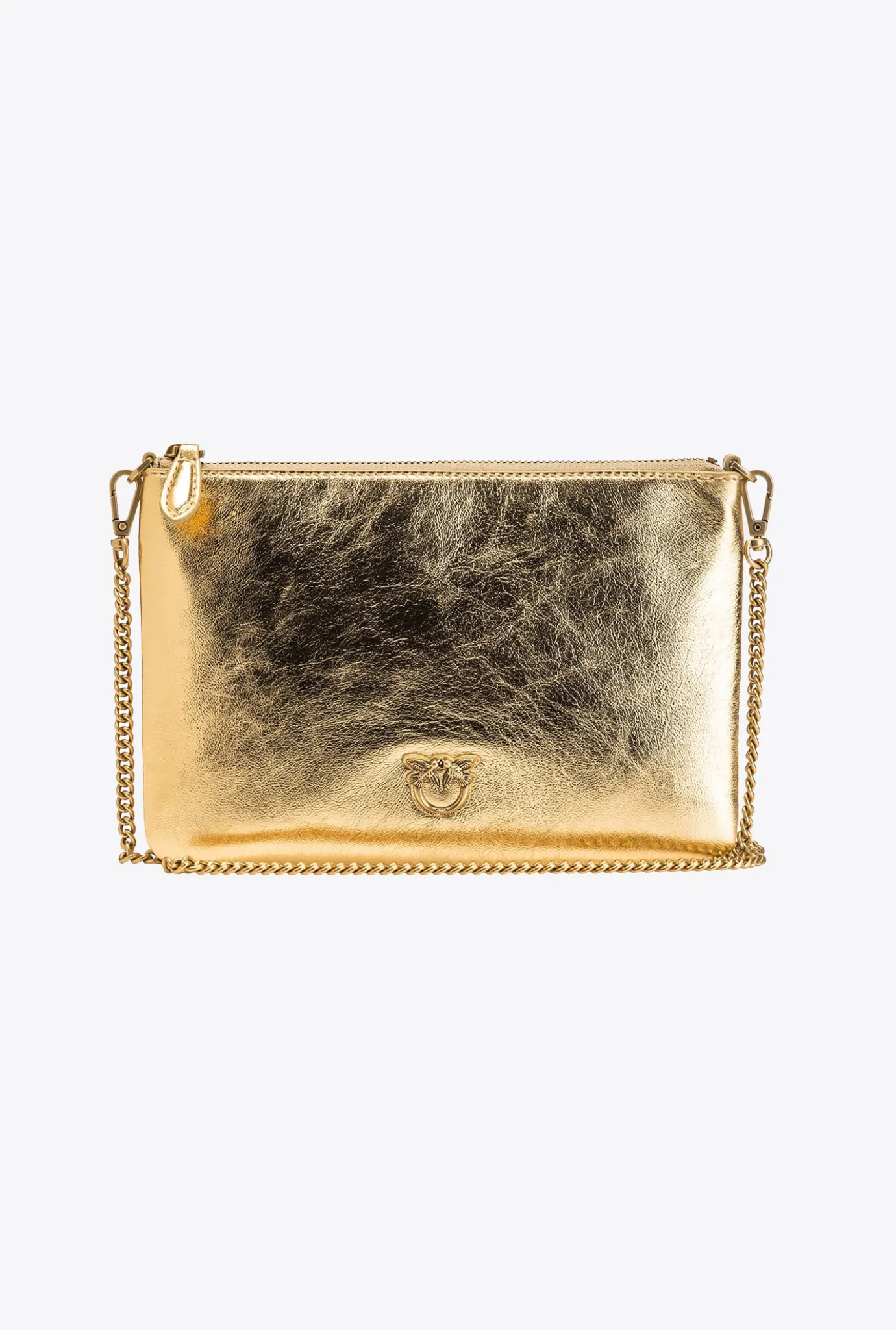 Sacs De Soirée|PINKO Classic Flat Love Bag Lame Or-Or Antique