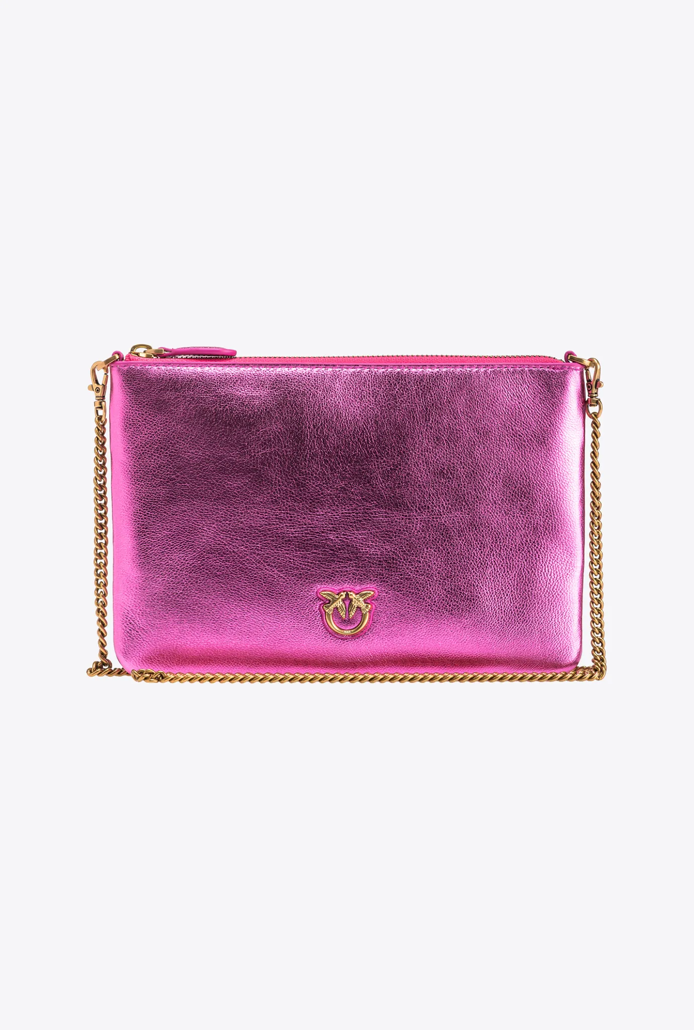 Sacs De Soirée|PINKO Classic Flat Love Bag Lame Rose Pinko-Or Antique