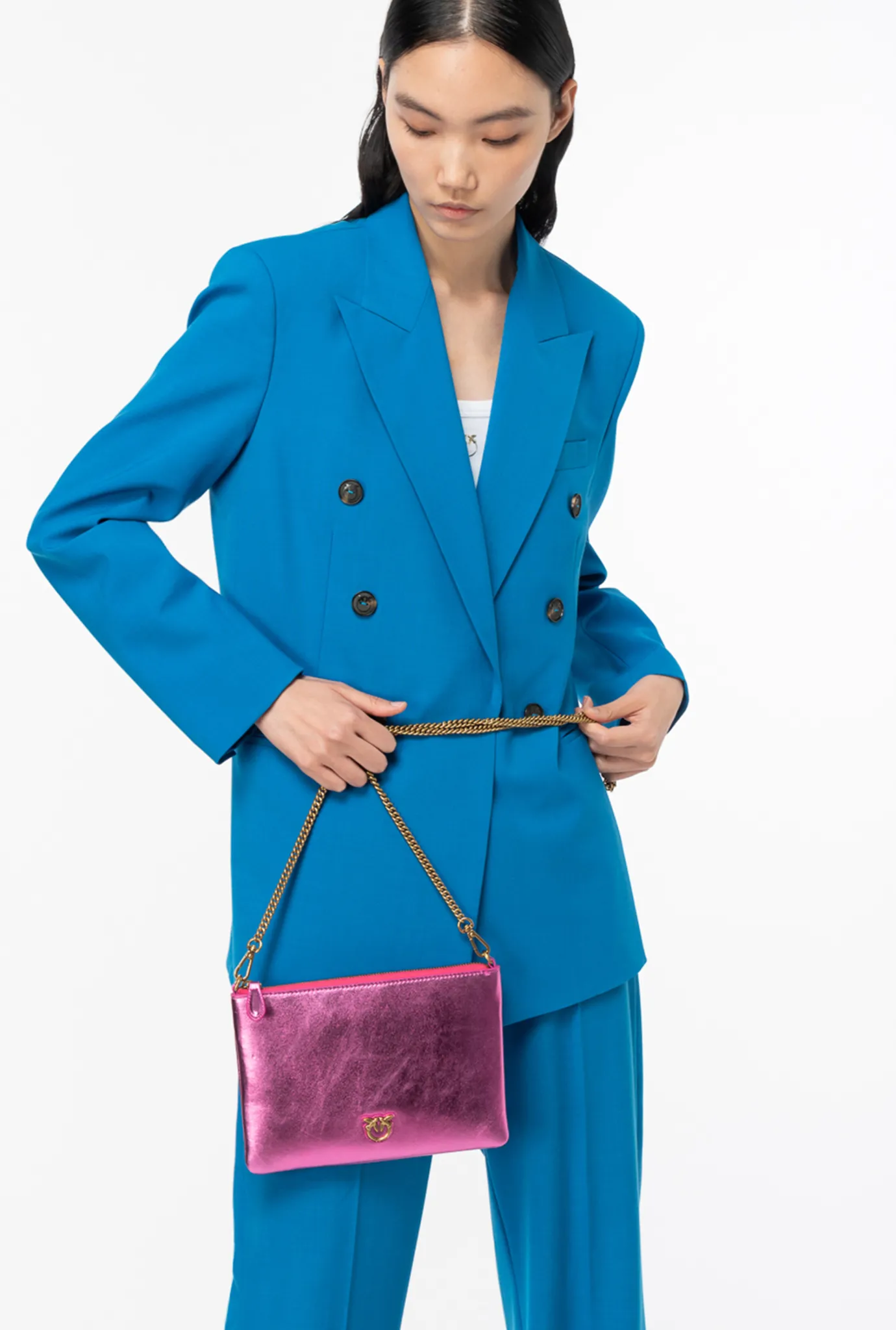 Sacs De Soirée|PINKO Classic Flat Love Bag Lame Rose Pinko-Or Antique