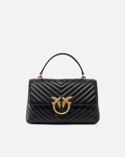 Sacs À Main|PINKO Classic Lady Love Bag Puff Chevron Noir-Vieil Or