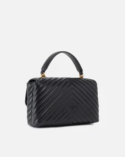 Sacs À Main|PINKO Classic Lady Love Bag Puff Chevron Noir-Vieil Or