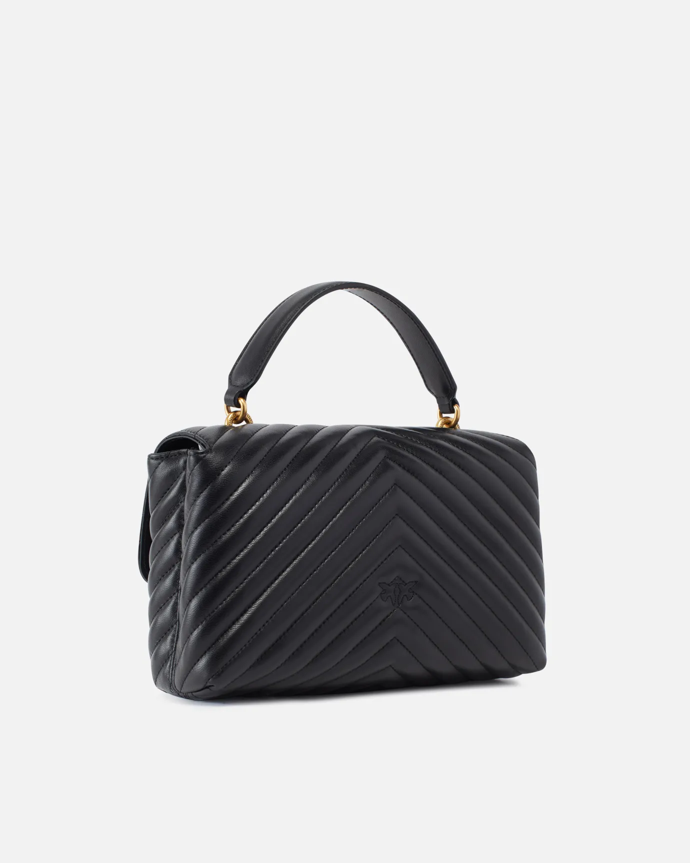 Sacs À Main|PINKO Classic Lady Love Bag Puff Chevron Noir-Vieil Or